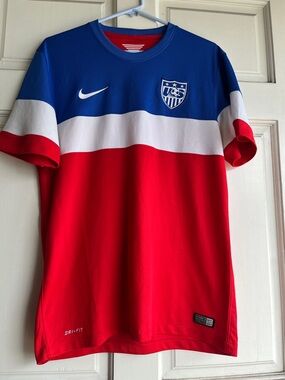 Nike Red White Blue Striped Soccer Jersey